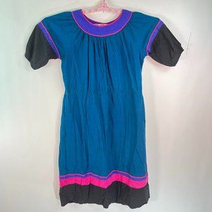 Karavan Womens Balloon Short Sleeves Patio mumu Blue Dress Size L